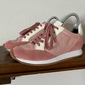 BIRDIES Women's Roadrunners in Rosette Pink and White Sneakers Size 7.5